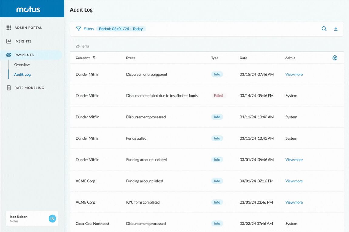 Audit log
